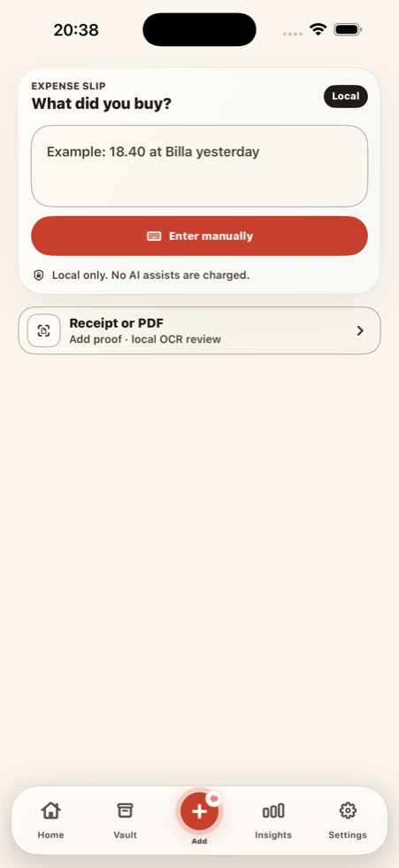SpendPouch add expense screen
